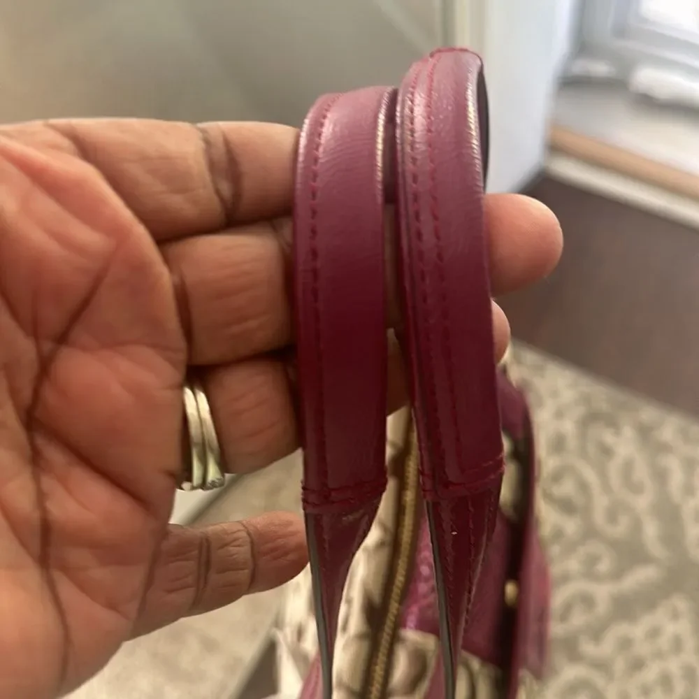 Coach Signature Python Raspberry Stripe Tote Bag - Picture 3 of 10